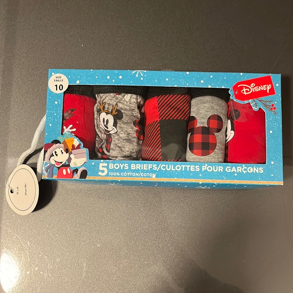 BNWT Disney Boys Cotton Briefs 5 Pack Size 10